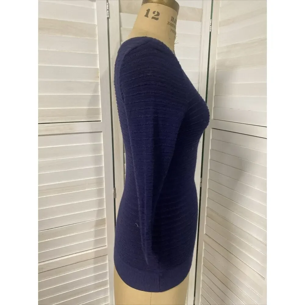 Ann Taylor Loft Petite Women’s Lightweight Sweater Knit L/Sleeve Navy Sz MP Med